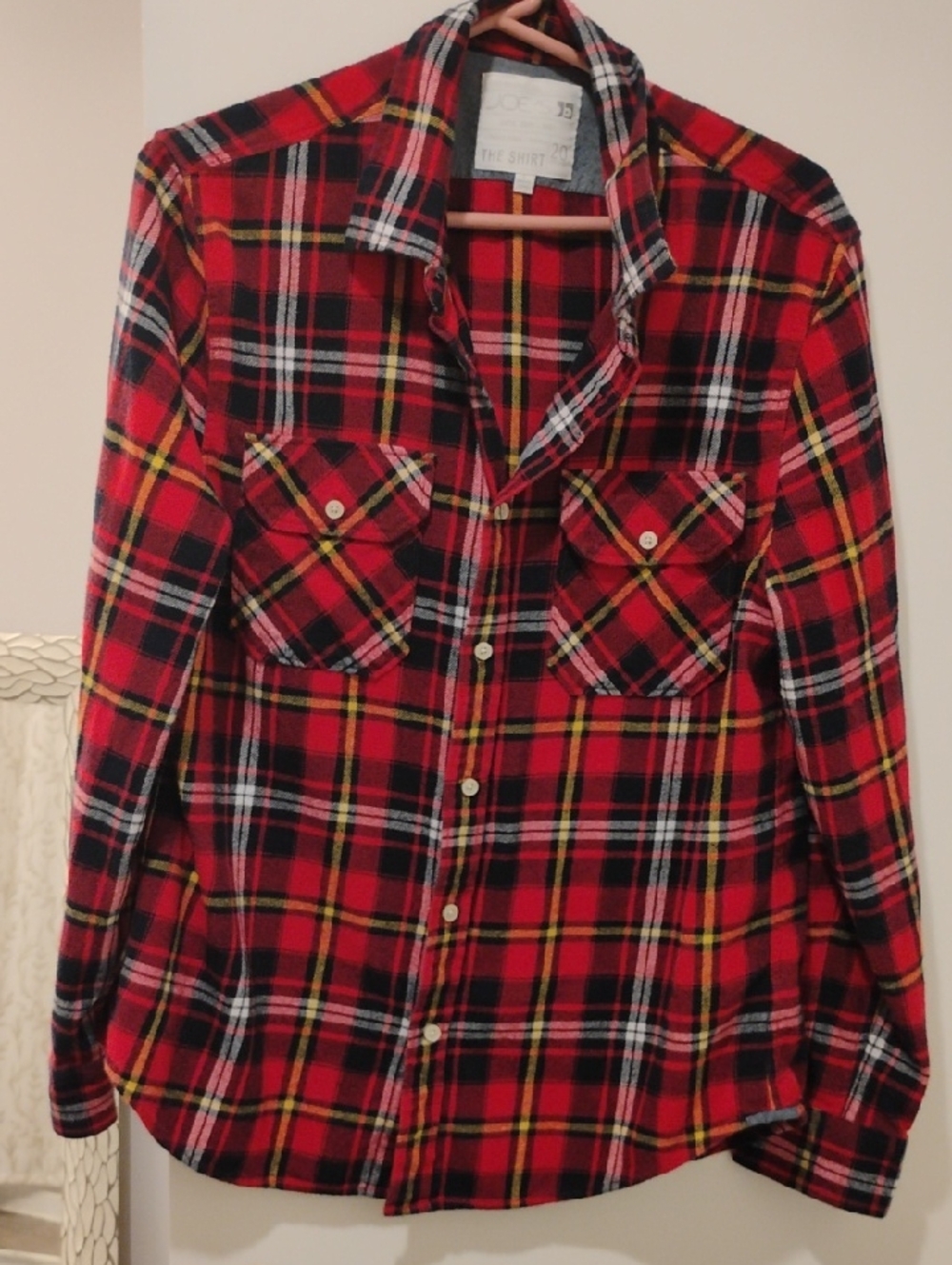 Joe's Jeans Red Plaid Shirt with Black and Yellow Accents